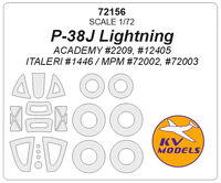P-38J Lightning (ACADEMY #2209, #12405 / ITALERI #1446 / MPM #72002, #72003) + wheels masks - Image 1