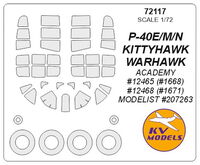 P-40E/M/N KITTYHAWK / WARHAWK (ACADEMY/ MODELIST) + wheels masks